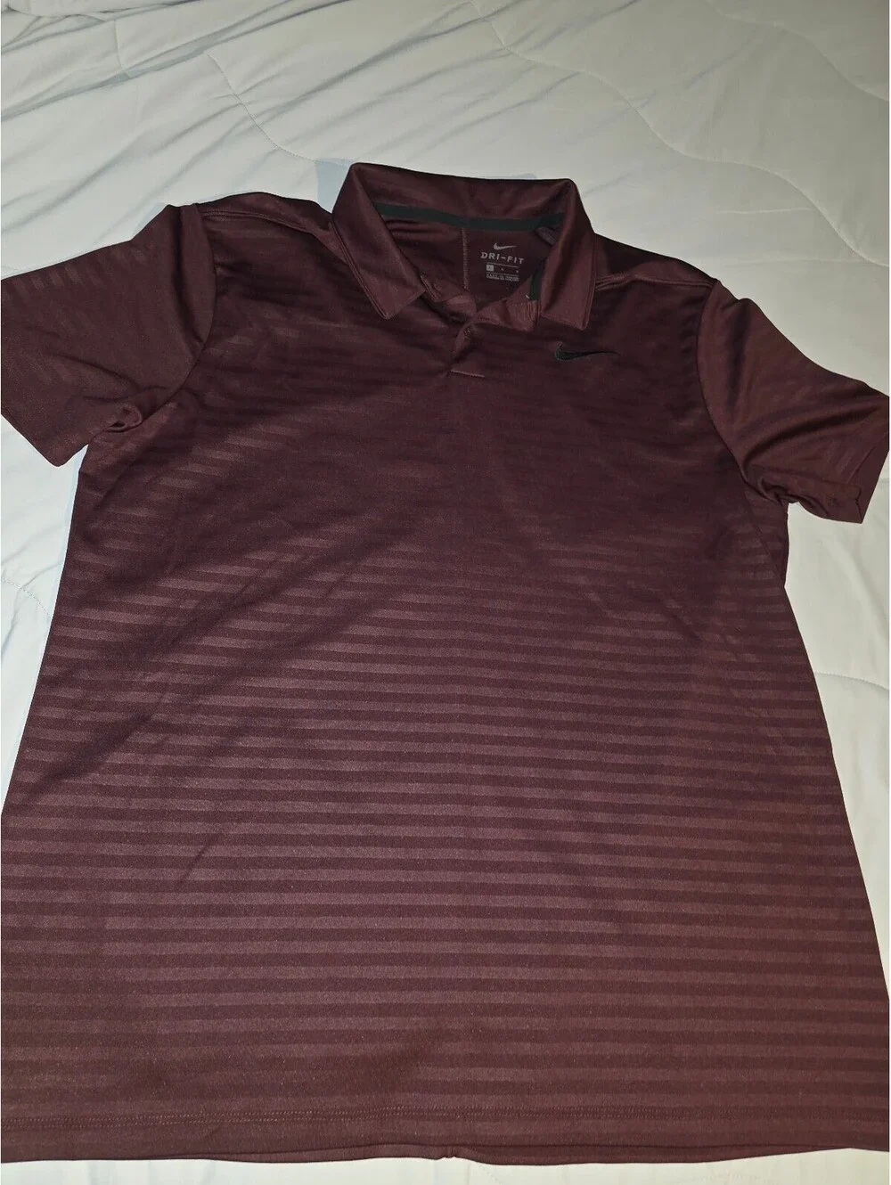 Nike Dri Fit Burgundy Stripped - Polo Golf  - Large